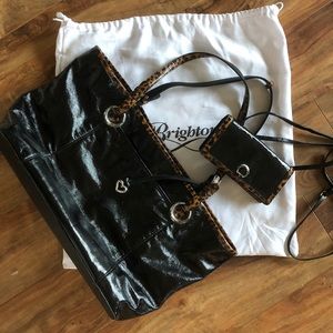 Magnificent Black Patent Leather Brighton Tote